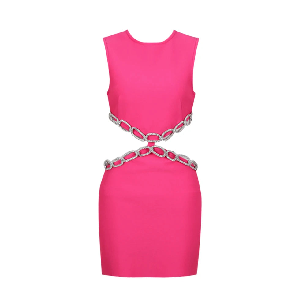 Chain Reaction Cutout Mini Bandage Dress