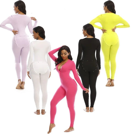 Women's Sexy One Piece Onesie Jumpsuit with Butt Flap