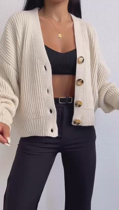 Chunky V Neck Cardigan