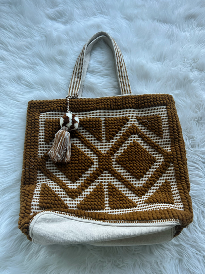 Boho Island Camel Thread Tote Bag