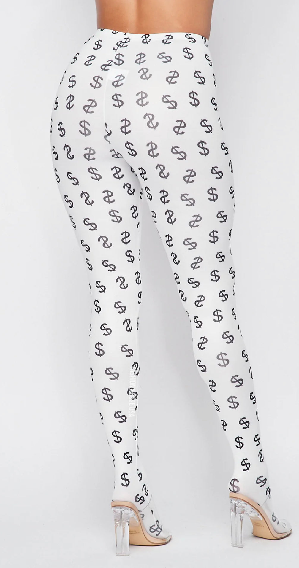 Dollar Sign Leggings in White/Black (80%)