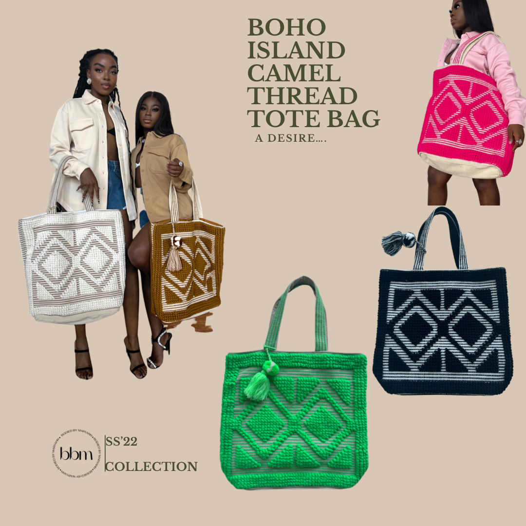 Boho Island Camel Thread Tote Bag